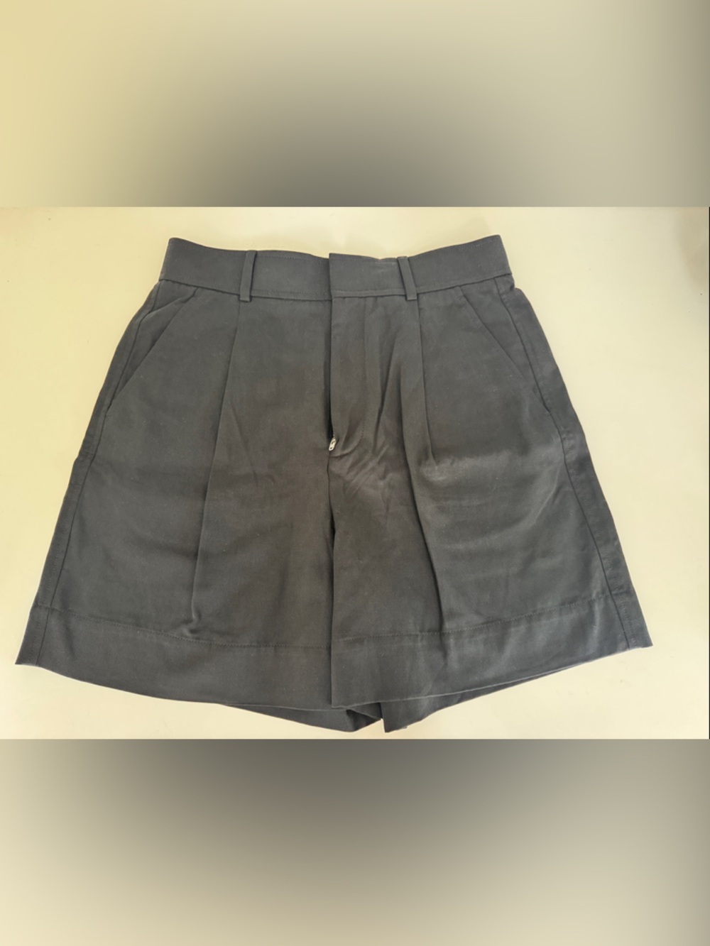 Everlane Black High-Rise Pleated Tailored Shorts